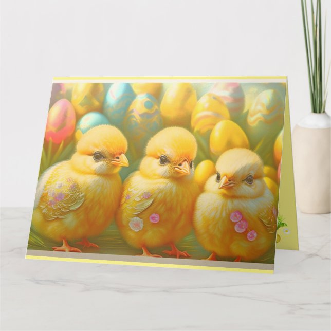 Cute 3 Easter Chicken Collection Card (Front)