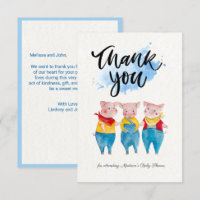 Cute 3 Little Pigs Baby Shower Thank You Card