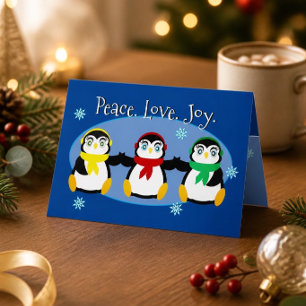 Cute 3 Penguins Holiday Card