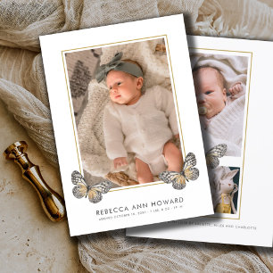 Cute 3 Photo Collage Baby Birth Announcement