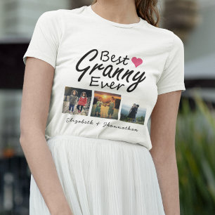 Cute 3 Photo Collage Best Granny Ever Grandma Gift T-Shirt