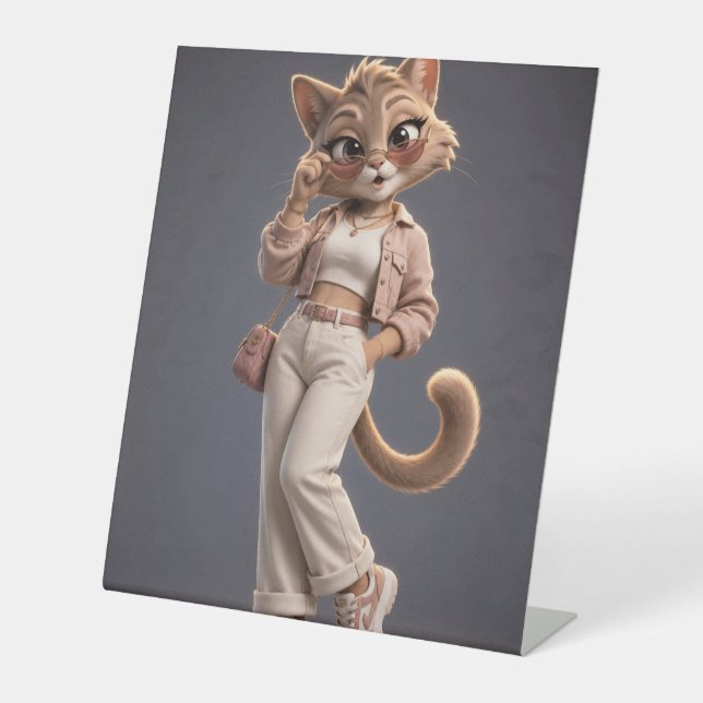 Cute 3D Animated Cat Fleece Blanket for Kids - Sof Pedestal Sign (Front)