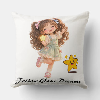 CUTE 3D ANIME FOLLOW YOUR DREAMS THROW PILLOW