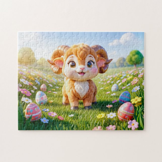 Cute 3D Aries Zodiac Ram Jigsaw Puzzle (Horizontal)