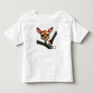 Cute 3D Baby Deer Peeking Zipper T-Shirt