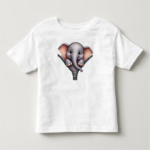 Cute 3D Baby Elephant Peeking Zipper T-Shirt