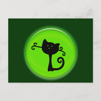 Cute 3D Black Cartoon Cat Postcard