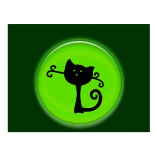 Cute 3D Black Cartoon Cat Postcard