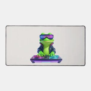 Cute 3D Cartoon Cyberpunk DJ Tree Frog Gaming Desk Mat