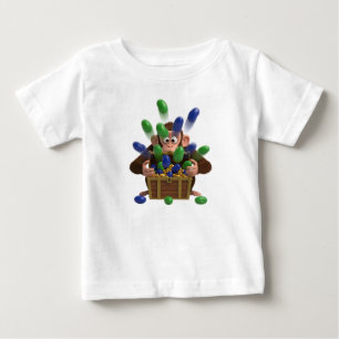 Cute 3D Cartoon Monkey Opening a Treasure Chest of Baby T-Shirt