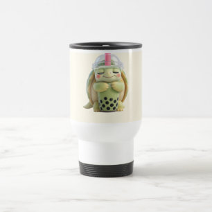 Cute 3D Cartoon Turtle Hugging Matcha Boba Tea Ill Travel Mug