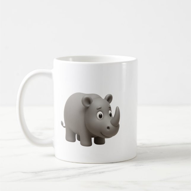 Cute 3D Cute Rhino Coffee Mug (Left)