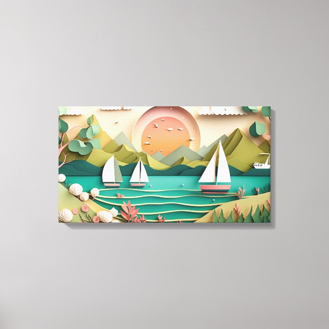 cute 3d effect beach house  canvas print (Front)