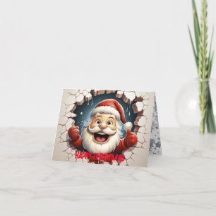 Cute 3D Father Christmas Happy Christmas Holiday Card
