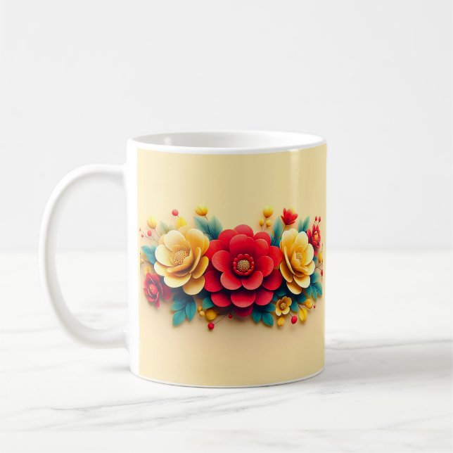Cute 3d flowers coffee mug (Left)