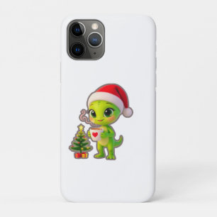 **Cute 3D Green Alien in Santa Hat with Hot Chocol iPhone 11 Pro Case