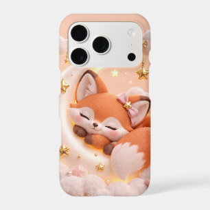 Cute 3D Kawaii Sleeping Fox Crescent Moon