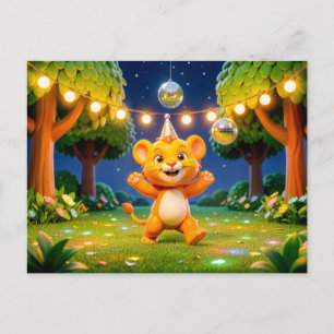 Cute 3D Leo Character Illustration Postcard