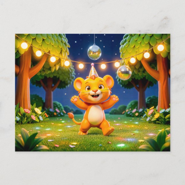 Cute 3D Leo Character Illustration Postcard (Front)