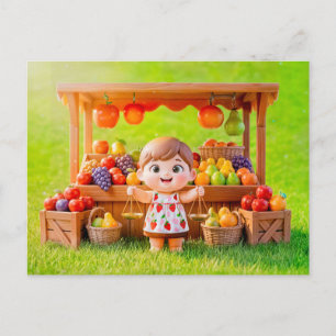 Cute 3D Libra Zodiac Girl Postcard
