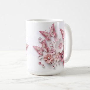 Cute 3D Pink Butterfly Wrap Coffee Mug
