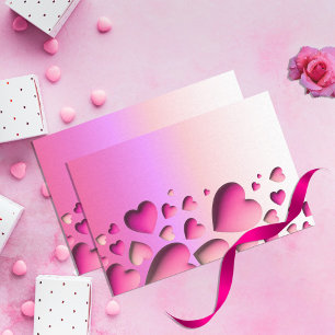 Cute 3D Pink Hearts Valentine's Decoupage Tissue Paper