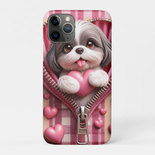 Cute 3D Puppy in a Pink and White Background (12) iPhone 11 Pro Case