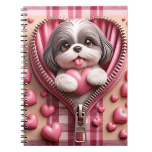 Cute 3D Puppy in a Pink and White Background (12) Notebook