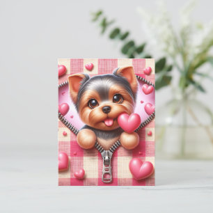 Cute 3D Puppy in a Pink and White Background (5) Postcard