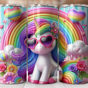 Cute 3D Rainbow Unicorn Tumbler   Colourful Unicor