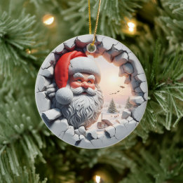 Cute 3d Santa Ceramic Tree Decoration