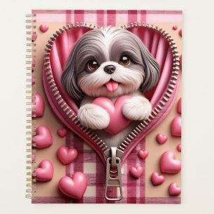 Cute 3D Shih Tzu in a Pink and White Background Planner
