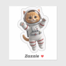 Cute 3D Space Astronaut Cat Die-Cut Sticker - Kawa