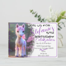 Cute 3D Spirit Pony 10 Birthday Invitation