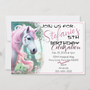 Cute 3D Spirit Pony 14 Birthday Invitation