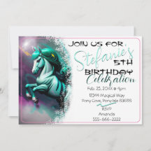 Cute 3D Spirit Pony 24 Birthday Invitation