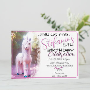 Cute 3D Spirit Unicorn Pony 16 Birthday Invitation