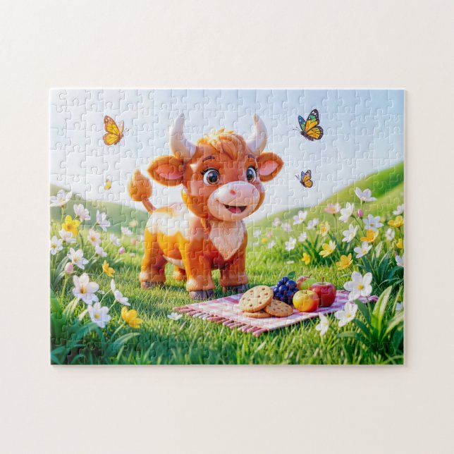 Cute 3D Taurus Zodiac Picnic Jigsaw Puzzle (Horizontal)