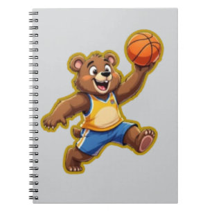 Cute 3D Teddy Bear Playing Basketball – Adorable S Notebook