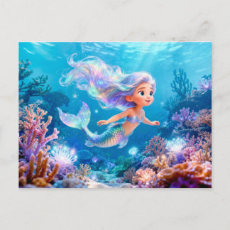 Cute 3D Virgo Zodiac Mermaid Postcard