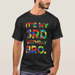 Cute 3rd Birthday 3 Years Old Block Building Boys T-Shirt