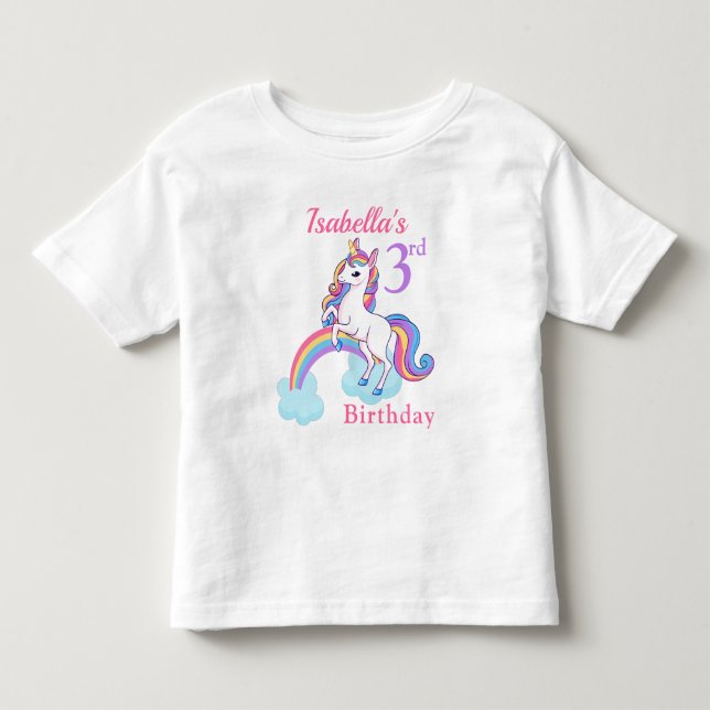Cute 3rd Birthday Unicorn T-Shirt (Front)