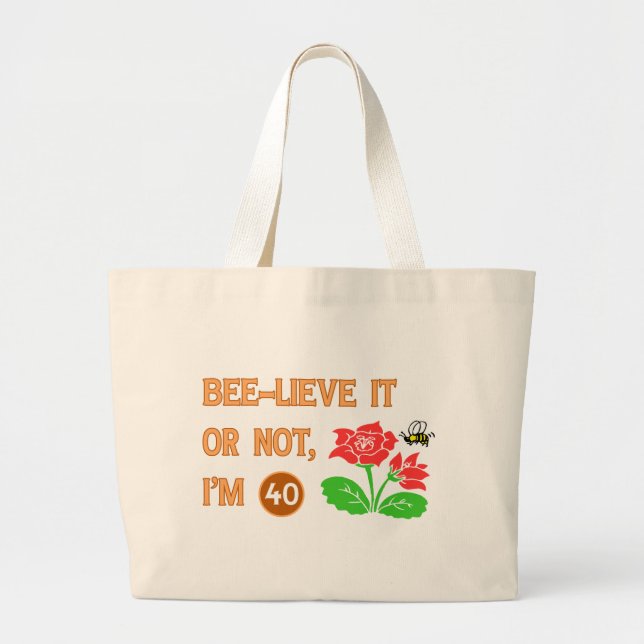 Cute 40th Birthday Gift Idea Large Tote Bag (Front)