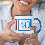 Cute 40th Birthday (Peace Love) Mug<br><div class="desc">Peace Love Forty. A pretty peace sign,  heart,  and the number 40 in beautiful blue for a fortieth birthday party or a pretty 40th anniversary gift.</div>