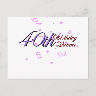 Cute, "40th Birthday Queen" design Postcard
