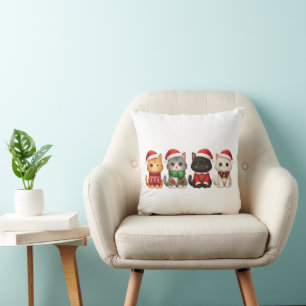 Cute 4 Christmas Cats - Holiday Cats Design Cushion
