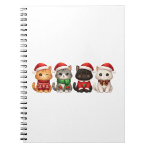 Cute 4 Christmas Cats - Holiday Cats Design Notebook