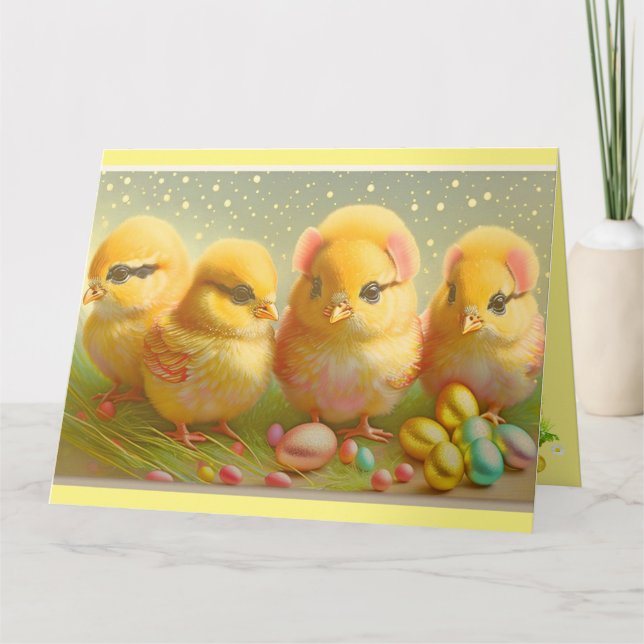 Cute 4 Easter Chicken Collection Card (Front)