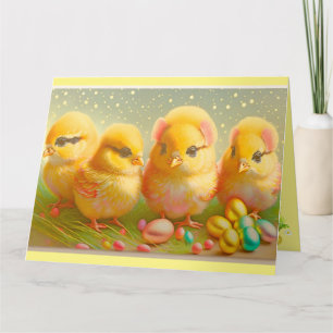 Cute 4 Easter Chicken Collection Card
