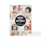 Cute 4 Photo Birthday Card Any Age | Custom Colour